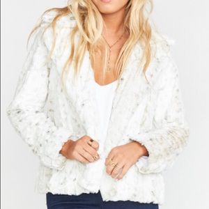 Show me your Mumu white faux fur jacket